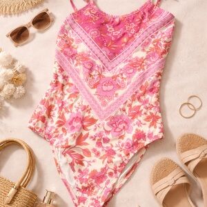 Billabong Kids Floral One Piece - Pink and Cream